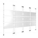 (12) 17'' Width x 11'' Height Clear Acrylic Frame & (8) Stainless Steel Satin Brushed Adjustable Angle Cable Systems with (48) Single-Sided Panel Grippers