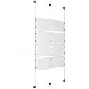 (8) 11'' Width x 8-1/2'' Height Clear Acrylic Frame & (3) Stainless Steel Satin Brushed Adjustable Angle Cable Systems with (16) Single-Sided Panel Grippers (8) Double-Sided Panel Grippers