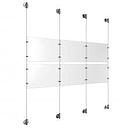 (6) 11'' Width x 8-1/2'' Height Clear Acrylic Frame & (4) Aluminum Clear Anodized Adjustable Angle Cable Systems with (8) Single-Sided Panel Grippers (8) Double-Sided Panel Grippers