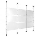 (9) 17'' Width x 11'' Height Clear Acrylic Frame & (4) Aluminum Clear Anodized Adjustable Angle Cable Systems with (12) Single-Sided Panel Grippers (12) Double-Sided Panel Grippers