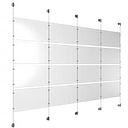 (16) 17'' Width x 11'' Height Clear Acrylic Frame & (5) Stainless Steel Satin Brushed Adjustable Angle Cable Systems with (16) Single-Sided Panel Grippers (24) Double-Sided Panel Grippers