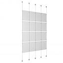 (16) 11'' Width x 17'' Height Clear Acrylic Frame & (5) Aluminum Clear Anodized Adjustable Angle Signature Cable Systems with (16) Single-Sided Panel Grippers (24) Double-Sided Panel Grippers