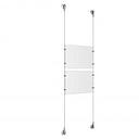 (2) 11'' Width x 8-1/2'' Height Clear Acrylic Frame & (2) Aluminum Clear Anodized Adjustable Angle Signature Cable Systems with (8) Single-Sided Panel Grippers