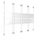 (8) 11'' Width x 8-1/2'' Height Clear Acrylic Frame & (8) Aluminum Clear Anodized Adjustable Angle Signature Cable Systems with (32) Single-Sided Panel Grippers