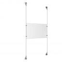 (1) 17'' Width x 11'' Height Clear Acrylic Frame & (2) Aluminum Clear Anodized Adjustable Angle Signature Cable Systems with (4) Single-Sided Panel Grippers