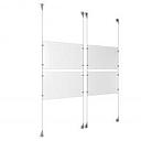 (4) 17'' Width x 11'' Height Clear Acrylic Frame & (4) Aluminum Clear Anodized Adjustable Angle Signature Cable Systems with (16) Single-Sided Panel Grippers