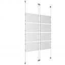 (8) 17'' Width x 11'' Height Clear Acrylic Frame & (4) Aluminum Clear Anodized Adjustable Angle Signature Cable Systems with (32) Single-Sided Panel Grippers