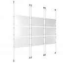 (9) 17'' Width x 11'' Height Clear Acrylic Frame & (6) Aluminum Clear Anodized Adjustable Angle Signature Cable Systems with (36) Single-Sided Panel Grippers