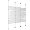 (12) 17'' Width x 11'' Height Clear Acrylic Frame & (6) Aluminum Clear Anodized Adjustable Angle Signature Cable Systems with (48) Single-Sided Panel Grippers