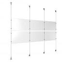 (6) 17'' Width x 11'' Height Clear Acrylic Frame & (4) Aluminum Clear Anodized Adjustable Angle Signature Cable Systems with (8) Single-Sided Panel Grippers (8) Double-Sided Panel Grippers