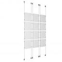 (12) 8-1/2'' Width x 11'' Height Clear Acrylic Frame & (6) Aluminum Clear Anodized Adjustable Angle Signature Cable Systems with (48) Single-Sided Panel Grippers