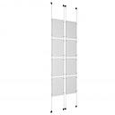 (8) 11'' Width x 17'' Height Clear Acrylic Frame & (4) Aluminum Chrome Polished Adjustable Angle Signature Cable Systems with (32) Single-Sided Panel Grippers