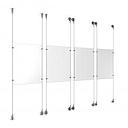 (4) 11'' Width x 17'' Height Clear Acrylic Frame & (8) Aluminum Chrome Polished Adjustable Angle Signature Cable Systems with (16) Single-Sided Panel Grippers