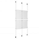 (4) 11'' Width x 17'' Height Clear Acrylic Frame & (3) Aluminum Chrome Polished Adjustable Angle Signature Cable Systems with (8) Single-Sided Panel Grippers (4) Double-Sided Panel Grippers