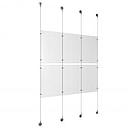 (6) 11'' Width x 17'' Height Clear Acrylic Frame & (4) Aluminum Chrome Polished Adjustable Angle Signature Cable Systems with (8) Single-Sided Panel Grippers (8) Double-Sided Panel Grippers