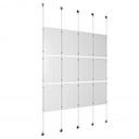 (12) 11'' Width x 17'' Height Clear Acrylic Frame & (5) Aluminum Chrome Polished Adjustable Angle Signature Cable Systems with (12) Single-Sided Panel Grippers (18) Double-Sided Panel Grippers