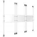 (3) 11'' Width x 8-1/2'' Height Clear Acrylic Frame & (6) Aluminum Chrome Polished Adjustable Angle Signature Cable Systems with (12) Single-Sided Panel Grippers