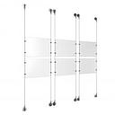 (6) 11'' Width x 8-1/2'' Height Clear Acrylic Frame & (6) Aluminum Chrome Polished Adjustable Angle Signature Cable Systems with (24) Single-Sided Panel Grippers