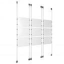 (9) 11'' Width x 8-1/2'' Height Clear Acrylic Frame & (6) Aluminum Chrome Polished Adjustable Angle Signature Cable Systems with (36) Single-Sided Panel Grippers