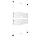 (4) 11'' Width x 8-1/2'' Height Clear Acrylic Frame & (3) Aluminum Chrome Polished Adjustable Angle Signature Cable Systems with (8) Single-Sided Panel Grippers (8) Double-Sided Panel Grippers