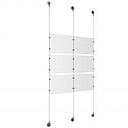 (6) 11'' Width x 8-1/2'' Height Clear Acrylic Frame & (3) Aluminum Chrome Polished Adjustable Angle Signature Cable Systems with (12) Single-Sided Panel Grippers (6) Double-Sided Panel Grippers