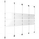 (8) 11'' Width x 8-1/2'' Height Clear Acrylic Frame & (5) Aluminum Chrome Polished Adjustable Angle Signature Cable Systems with (8) Single-Sided Panel Grippers (18) Double-Sided Panel Grippers