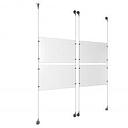 (4) 17'' Width x 11'' Height Clear Acrylic Frame & (4) Aluminum Chrome Polished Adjustable Angle Signature Cable Systems with (16) Single-Sided Panel Grippers