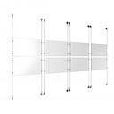 (8) 17'' Width x 11'' Height Clear Acrylic Frame & (8) Aluminum Chrome Polished Adjustable Angle Signature Cable Systems with (32) Single-Sided Panel Grippers