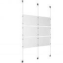 (6) 17'' Width x 11'' Height Clear Acrylic Frame & (3) Aluminum Chrome Polished Adjustable Angle Signature Cable Systems with (12) Single-Sided Panel Grippers (6) Double-Sided Panel Grippers