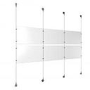 (6) 17'' Width x 11'' Height Clear Acrylic Frame & (4) Aluminum Chrome Polished Adjustable Angle Signature Cable Systems with (8) Single-Sided Panel Grippers (8) Double-Sided Panel Grippers