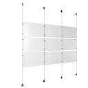 (9) 17'' Width x 11'' Height Clear Acrylic Frame & (4) Aluminum Chrome Polished Adjustable Angle Signature Cable Systems with (12) Single-Sided Panel Grippers (12) Double-Sided Panel Grippers