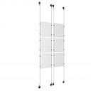 (6) 8-1/2'' Width x 11'' Height Clear Acrylic Frame & (4) Aluminum Chrome Polished Adjustable Angle Signature Cable Systems with (24) Single-Sided Panel Grippers