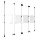 (4) 8-1/2'' Width x 11'' Height Clear Acrylic Frame & (8) Aluminum Chrome Polished Adjustable Angle Signature Cable Systems with (16) Single-Sided Panel Grippers