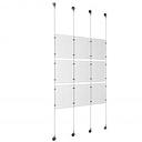 (9) 8-1/2'' Width x 11'' Height Clear Acrylic Frame & (4) Aluminum Chrome Polished Adjustable Angle Signature Cable Systems with (12) Single-Sided Panel Grippers (12) Double-Sided Panel Grippers