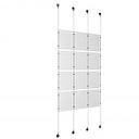 (12) 8-1/2'' Width x 11'' Height Clear Acrylic Frame & (4) Aluminum Chrome Polished Adjustable Angle Signature Cable Systems with (16) Single-Sided Panel Grippers (16) Double-Sided Panel Grippers