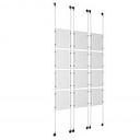 (4) 8-1/2'' Width x 11'' Height Clear Acrylic Frame & (1) Aluminum Chrome Polished Adjustable Angle Signature Cable Systems with (8) Single-Sided Panel Grippers (8) Double-Sided Panel Grippers