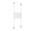 (1) 11'' Width x 8-1/2'' Height Clear Acrylic Frame & (2) Stainless Steel Satin Brushed Adjustable Angle Signature Cable Systems with (4) Single-Sided Panel Grippers