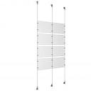 (8) 11'' Width x 8-1/2'' Height Clear Acrylic Frame & (3) Stainless Steel Satin Brushed Adjustable Angle Signature Cable Systems with (16) Single-Sided Panel Grippers (8) Double-Sided Panel Grippers