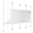 (12) 17'' Width x 11'' Height Clear Acrylic Frame & (8) Stainless Steel Satin Brushed Adjustable Angle Signature Cable Systems with (48) Single-Sided Panel Grippers