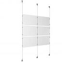 (6) 17'' Width x 11'' Height Clear Acrylic Frame & (3) Stainless Steel Satin Brushed Adjustable Angle Signature Cable Systems with (12) Single-Sided Panel Grippers (6) Double-Sided Panel Grippers