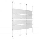 (12) 17'' Width x 11'' Height Clear Acrylic Frame & (4) Stainless Steel Satin Brushed Adjustable Angle Signature Cable Systems with (16) Single-Sided Panel Grippers (16) Double-Sided Panel Grippers