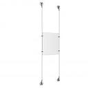 (1) 8-1/2'' Width x 11'' Height Clear Acrylic Frame & (2) Stainless Steel Satin Brushed Adjustable Angle Signature Cable Systems with (4) Single-Sided Panel Grippers