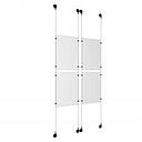 (4) 11'' Width x 17'' Height Clear Acrylic Frame & (4) Aluminum Matte Black Adjustable Angle Signature Cable Systems with (16) Single-Sided Panel Grippers