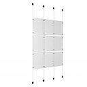 (9) 11'' Width x 17'' Height Clear Acrylic Frame & (4) Aluminum Matte Black Adjustable Angle Signature Cable Systems with (12) Single-Sided Panel Grippers (12) Double-Sided Panel Grippers