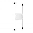 (1) 8-1/2'' Width x 11'' Height Clear Acrylic Frame & (2) Aluminum Matte Black Adjustable Angle Signature Cable Systems with (4) Single-Sided Panel Grippers