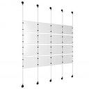 (16) 11'' Width x 8-1/2'' Height Clear Acrylic Frame & (5) Aluminum Matte Black Adjustable Angle Signature Cable Systems with (16) Single-Sided Panel Grippers (24) Double-Sided Panel Grippers