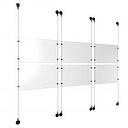 (6) 17'' Width x 11'' Height Clear Acrylic Frame & (6) Aluminum Matte Black Adjustable Angle Signature Cable Systems with (24) Single-Sided Panel Grippers