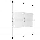 (4) 17'' Width x 11'' Height Clear Acrylic Frame & (3) Aluminum Matte Black Adjustable Angle Signature Cable Systems with (8) Single-Sided Panel Grippers (4) Double-Sided Panel Grippers