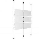 (6) 17'' Width x 11'' Height Clear Acrylic Frame & (3) Aluminum Matte Black Adjustable Angle Signature Cable Systems with (12) Single-Sided Panel Grippers (6) Double-Sided Panel Grippers