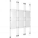 (6) 11'' Width x 17'' Height Clear Acrylic Frame & (6) Aluminum Clear Anodized Adjustable Angle Signature 1/8'' Diameter Cable Systems with (24) Single-Sided Panel Grippers